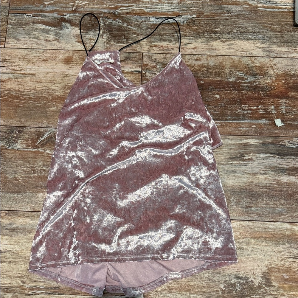 Velvet Spaghetti Strap Top in Pink